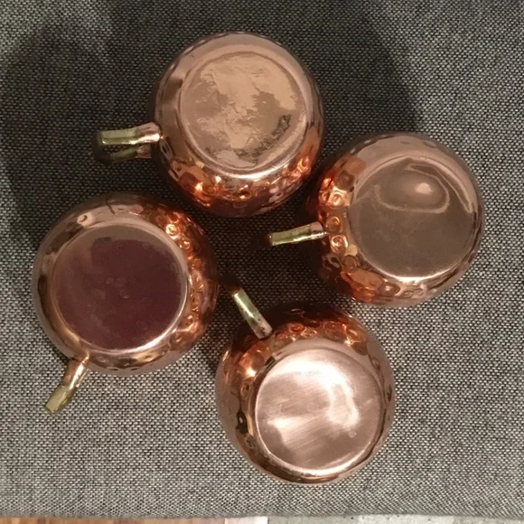Hammered Copper Mugs with Brass Handles, set of 4. - Picture 6 of 9